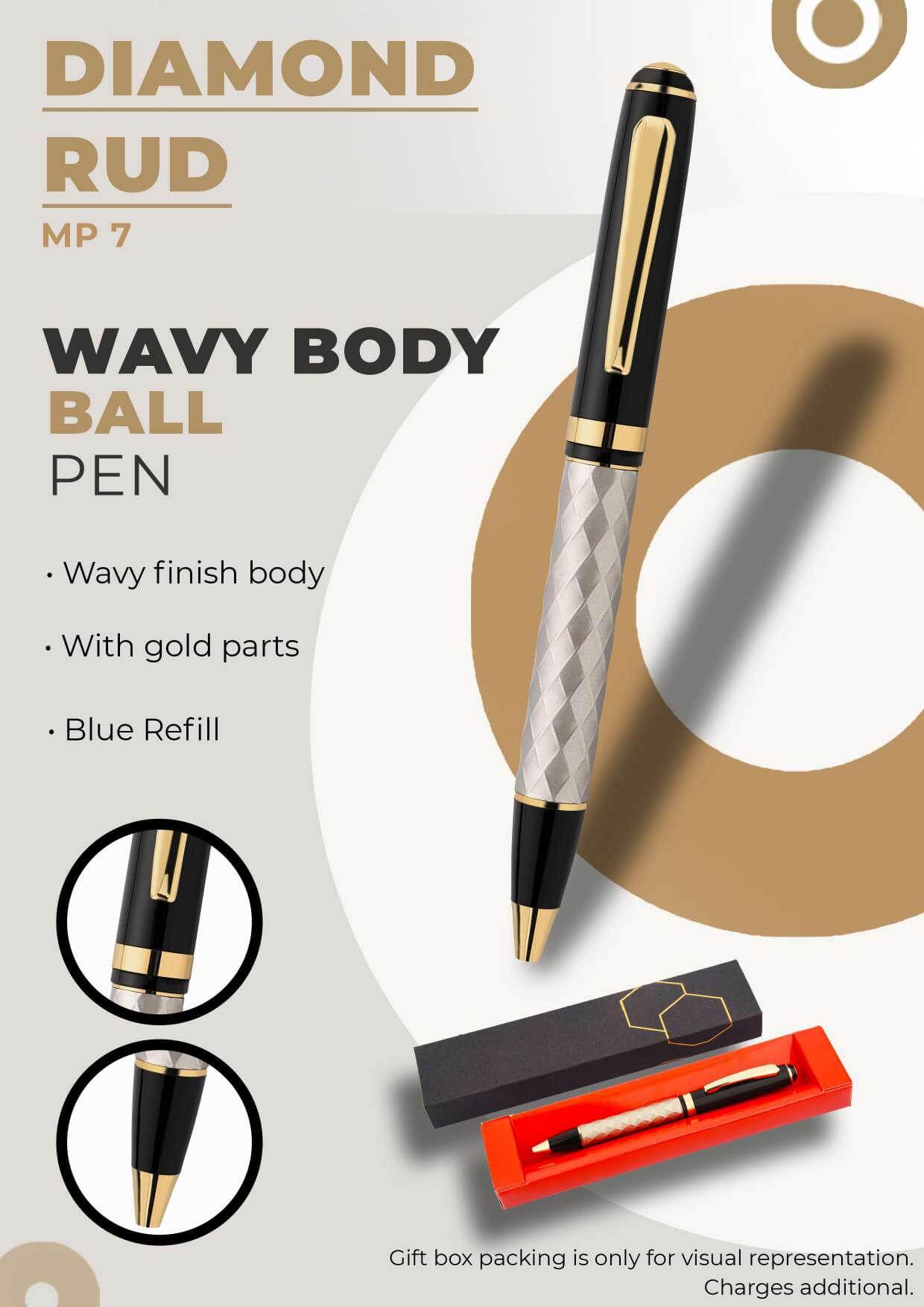 Wavy Body Ball Pen Diamond Rud